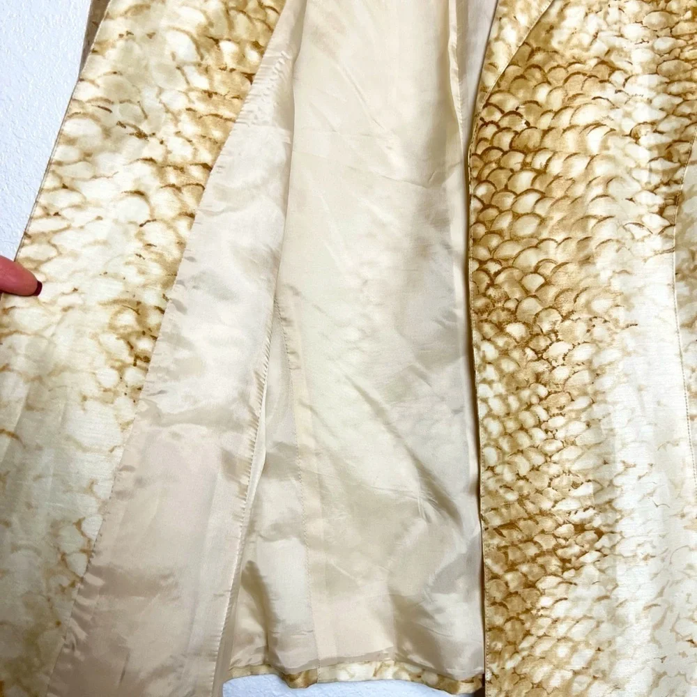 Lafayette 148 Snake Print Silk/Linen Jacket Open Front Size 8
